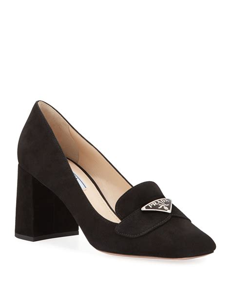 prada suede logo loafer pumps|prada buckle loafer ladies.